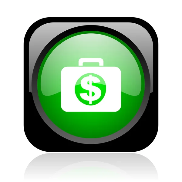 Financial black and green square web glossy icon — Stock Photo, Image