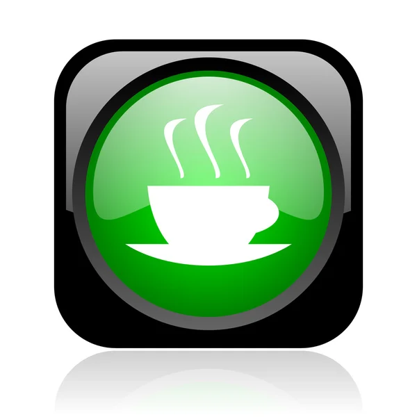 Café noir et vert carré web icône brillante — Photo