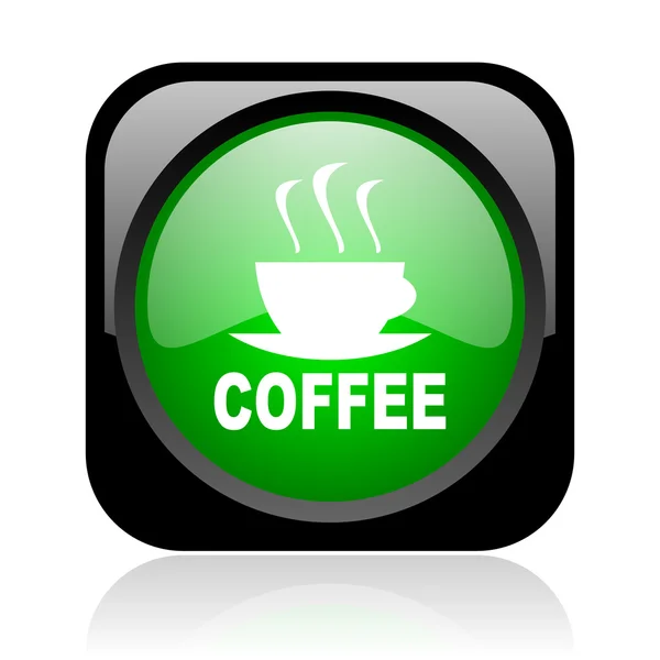 Kaffee schwarz und grün quadratisch Web-Hochglanz-Symbol — Stockfoto