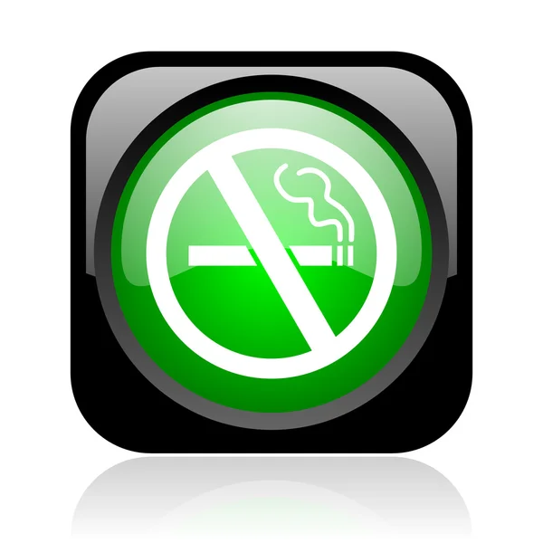 No fumar negro y verde web cuadrada icono brillante — Foto de Stock