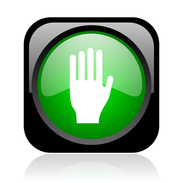 Parlak siyah ve yeşil kare web simgesi durdur — Stok fotoğraf