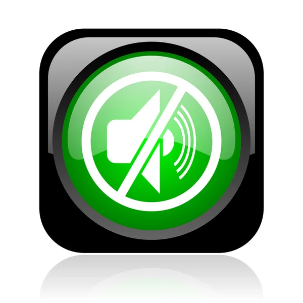 Mute black and green square web glossy icon — Stock Photo, Image