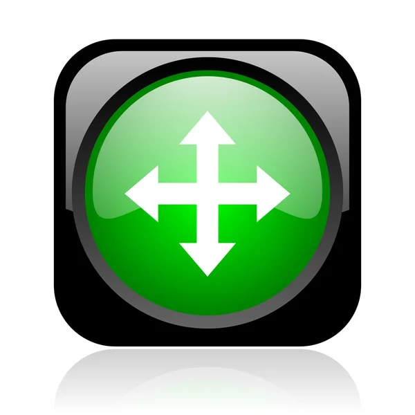 Strzałki czarny i zielony kwadrat WWW błyszczący ikona — Zdjęcie stockowe