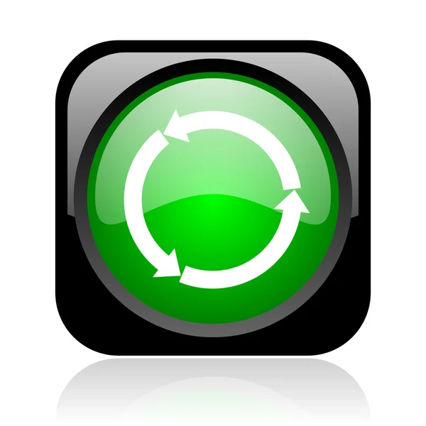 Refresh black and green square web glossy icon — Stock Photo, Image