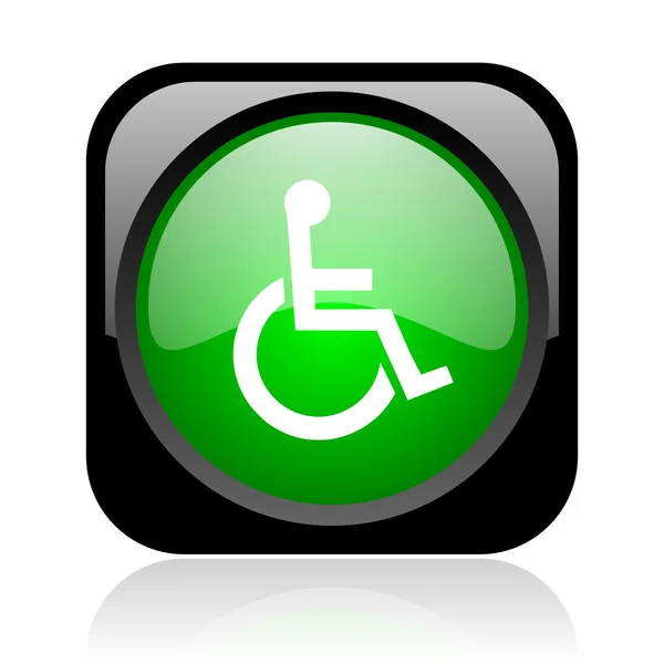 Accessibility black and green square web glossy icon — Stock Photo, Image