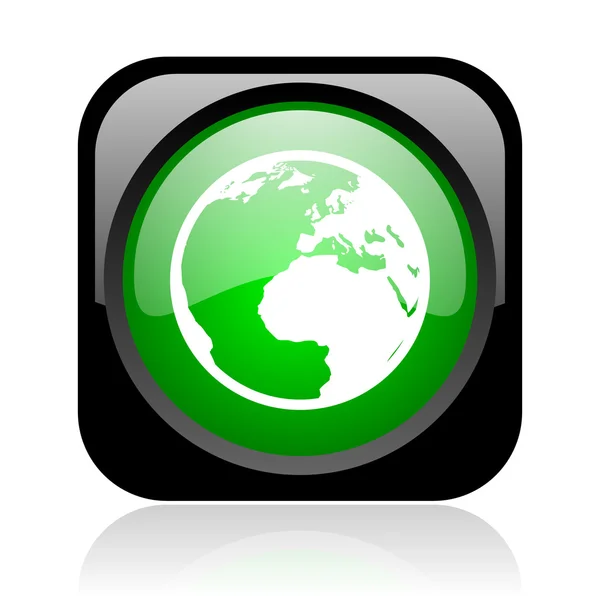 Terra preto e verde quadrado web ícone brilhante — Fotografia de Stock