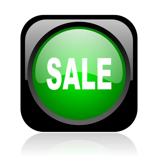 Sale black and green square web glossy icon — Stock Photo, Image