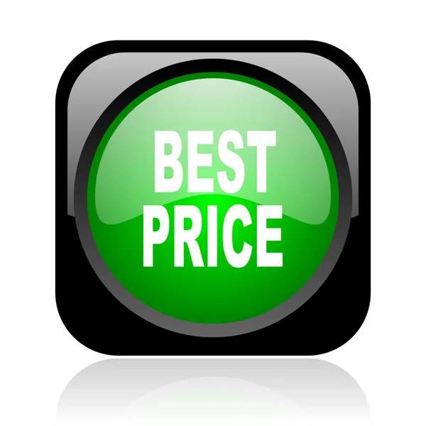 Best price black and green square web glossy icon — стоковое фото