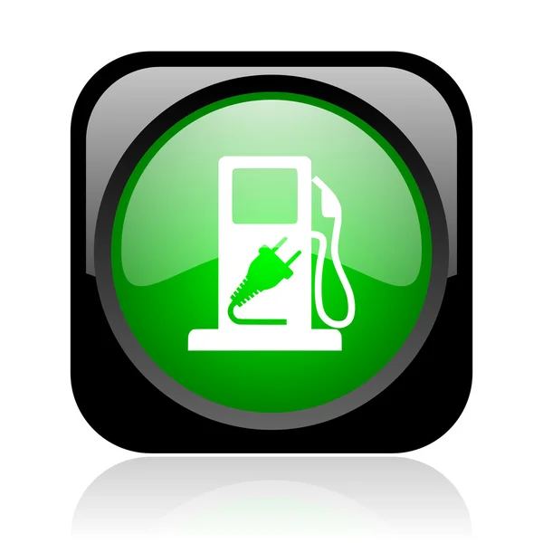 Kraftstoff schwarz-grüne quadratische Web-Hochglanz-Symbol — Stockfoto