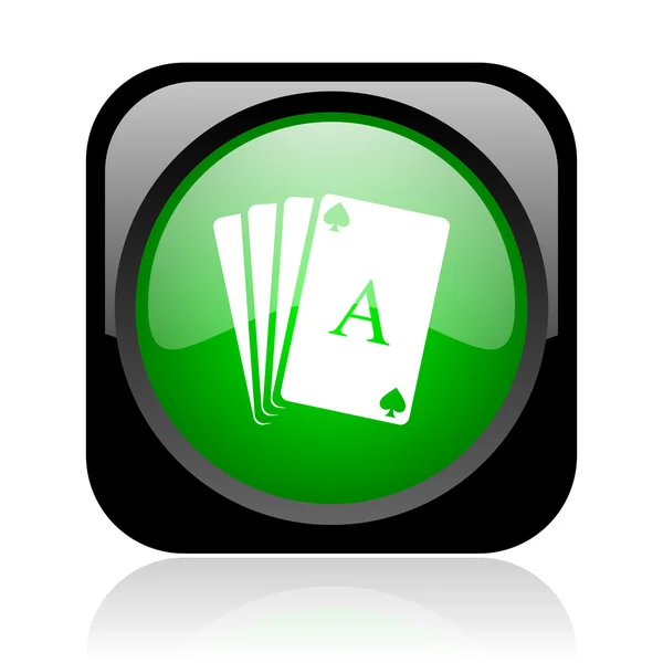 Hrací karty černý a Zelený čtvereček lesklý ikona webové — Stock fotografie