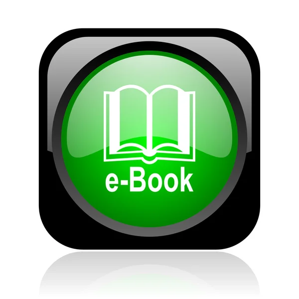 E-book noir et vert carré web icône brillante — Photo