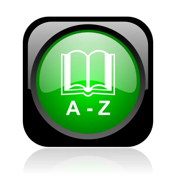 Wörterbuch schwarz und grün quadratische Web-Hochglanz-Symbol — Stockfoto