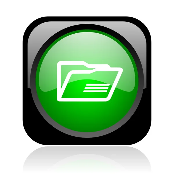 Folder black and green square web glossy icon — Stock Photo, Image