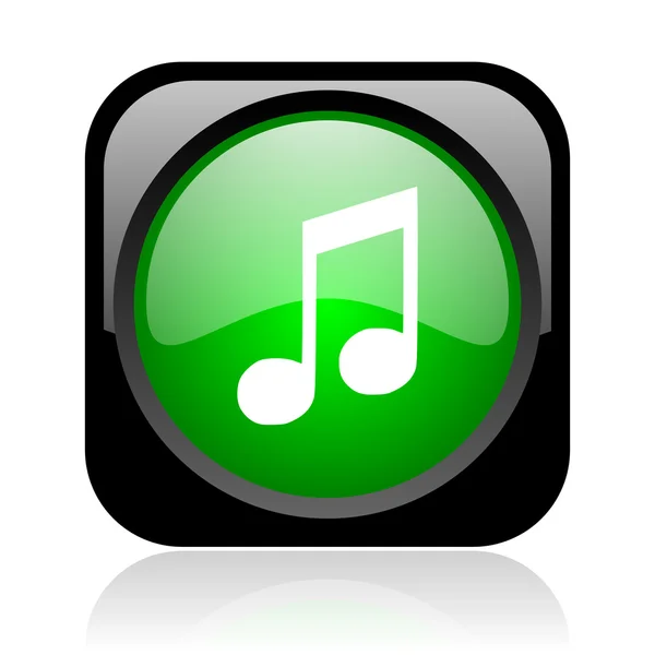 Müzik siyah ve yeşil parlak web simgesi kare — Stok fotoğraf