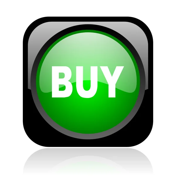 Köpa svarta och gröna torget web blanka ikonen — Stockfoto