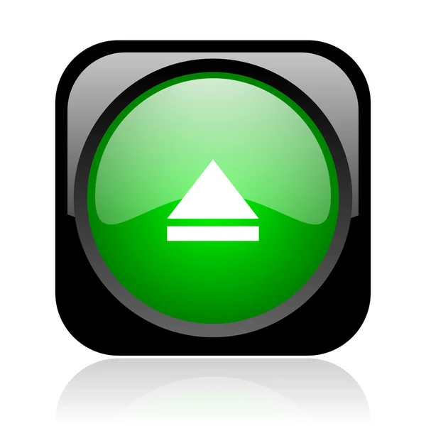 Ejetar preto e verde quadrado web ícone brilhante — Fotografia de Stock