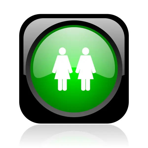 Para czarny i zielony kwadrat WWW błyszczący ikona — Zdjęcie stockowe