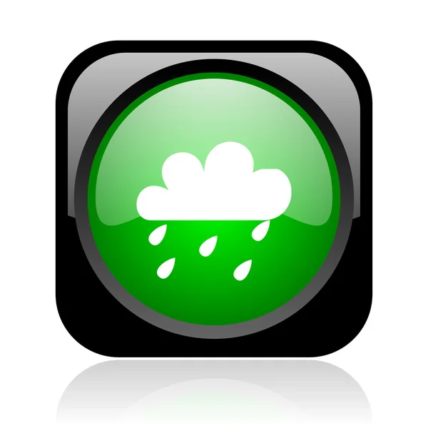 Previsão meteorológica preto e verde quadrado web ícone brilhante — Fotografia de Stock