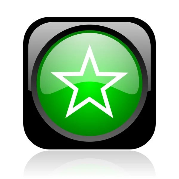 Star black and green square web glossy icon — Stock Photo, Image