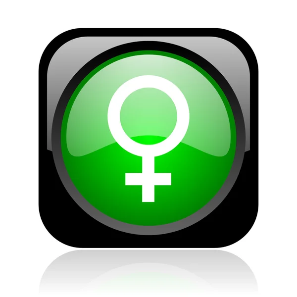 Sexo preto e verde quadrado web brilhante ícone — Fotografia de Stock
