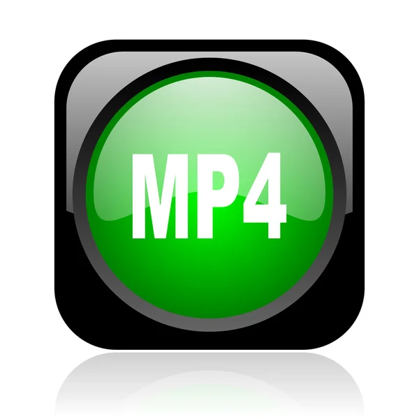 MP4 czarny i zielony kwadrat WWW błyszczący ikona — Zdjęcie stockowe