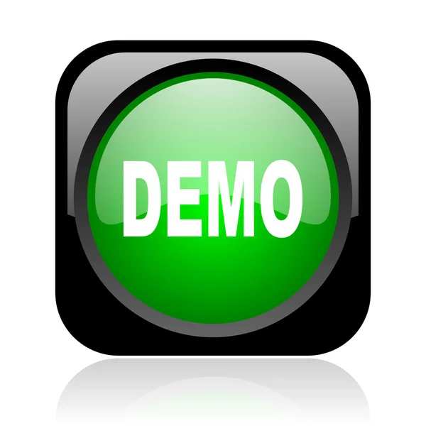 Demo negro y verde web cuadrada icono brillante —  Fotos de Stock