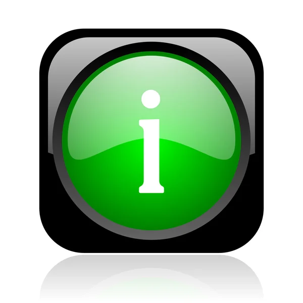 Informacje o czarnym i zielonym placu WWW błyszczący ikona — Zdjęcie stockowe