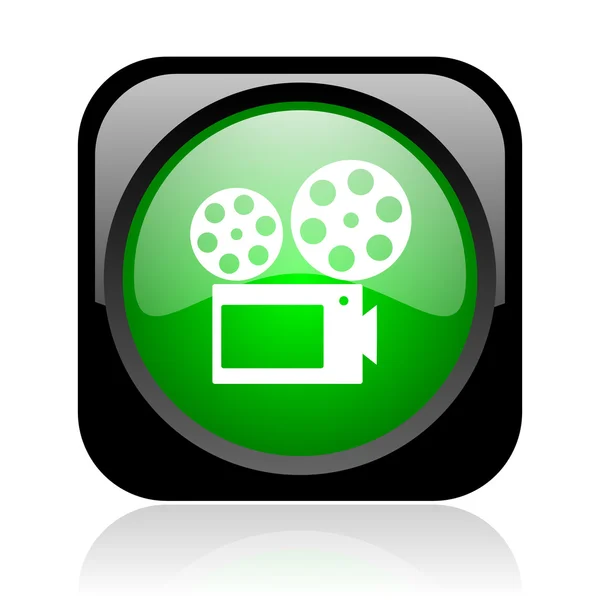 Bioscoop zwart en groen plein web glanzende pictogram — Stockfoto