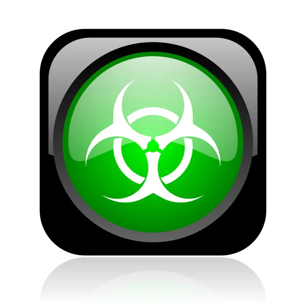 Virüs siyah ve yeşil parlak web simgesi kare — Stok fotoğraf