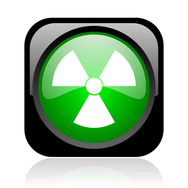 Radiation black and green square web glossy icon — Stock Photo, Image