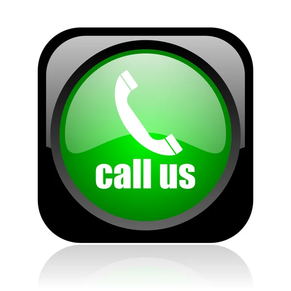 Call us black and green square web glossy icon — Stock Photo, Image