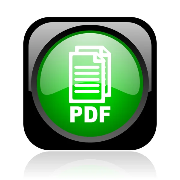 PDF-zwart en groen plein web glanzende pictogram — Stockfoto