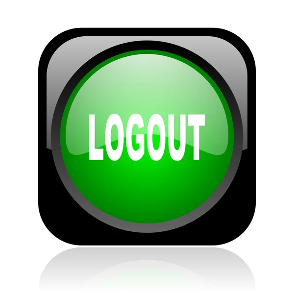 Logout siyah ve yeşil parlak web simgesi kare — Stok fotoğraf