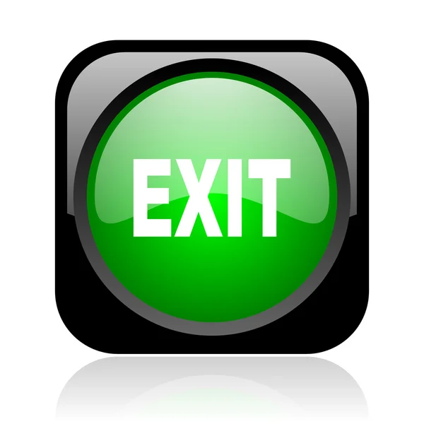 Exit black and green square web glossy icon — Stock Photo, Image