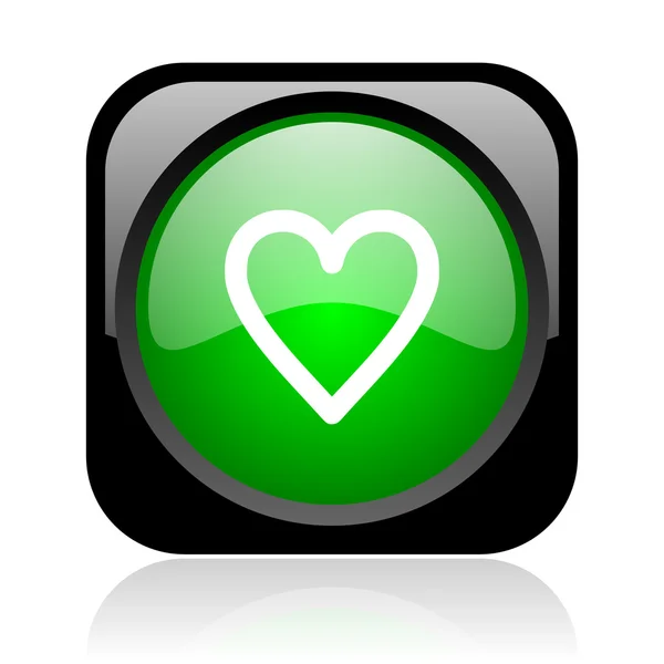 Heart black and green square web glossy icon — Stock Photo, Image