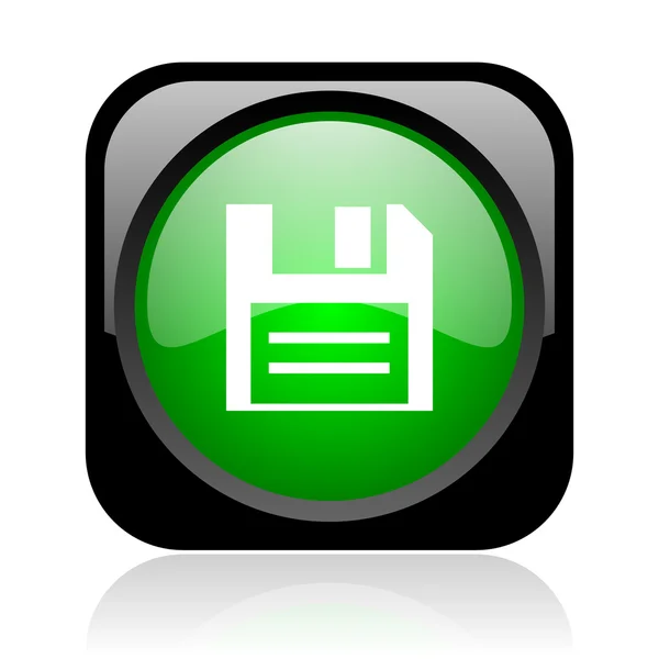 Disk siyah ve yeşil parlak web simgesi kare — Stok fotoğraf