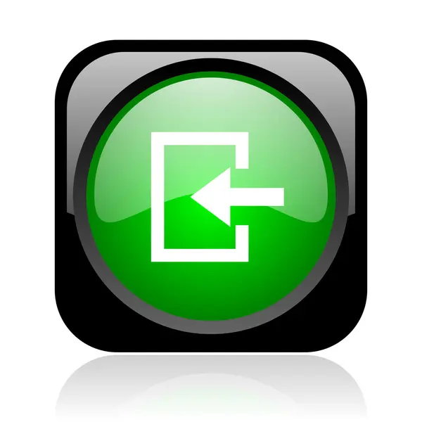 Entrar preto e verde quadrado web ícone brilhante — Fotografia de Stock