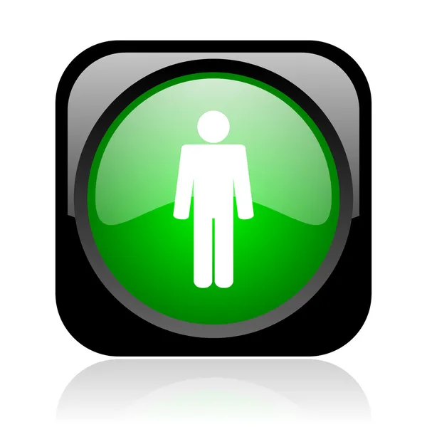 Adam siyah ve yeşil parlak web simgesi kare — Stok fotoğraf