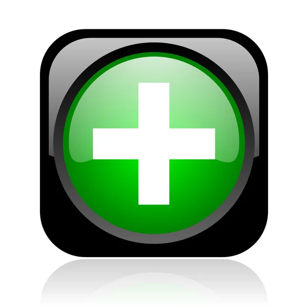 Emergency black and green square web glossy icon — Stock Photo, Image