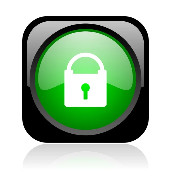 Protect black and green square web glossy icon — Stock Photo, Image