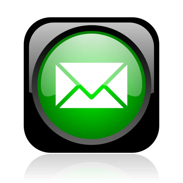 Mail black and green square web glossy icon — Stock Photo, Image