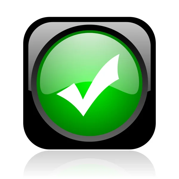 Accept black and green square web glossy icon — Stock Photo, Image