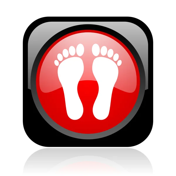 Footprint black and red square web glossy icon — Stock Photo, Image