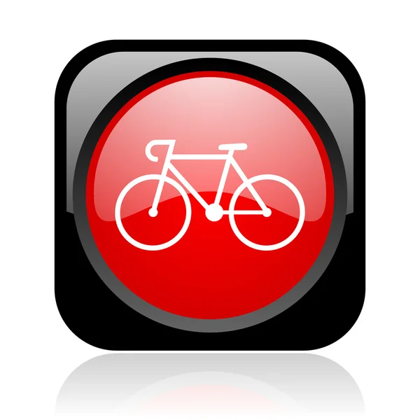 Bicycle black and red square web glossy icon — Stock Photo, Image