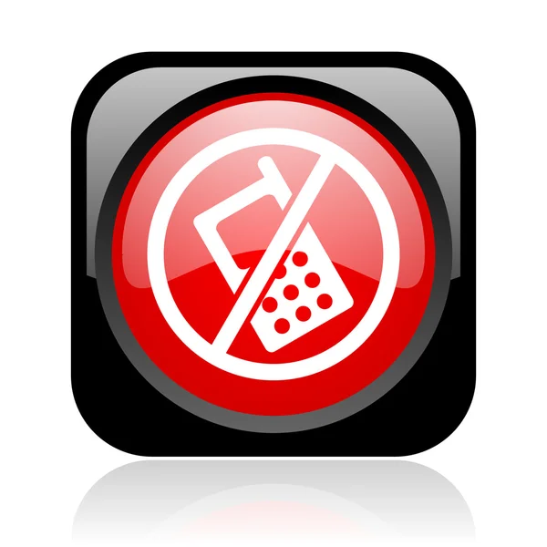 No phones black and red square web glossy icon — Stock Photo, Image
