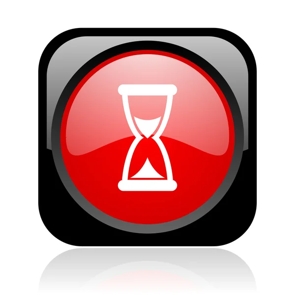 Time black and red square web glossy icon — Stock Photo, Image