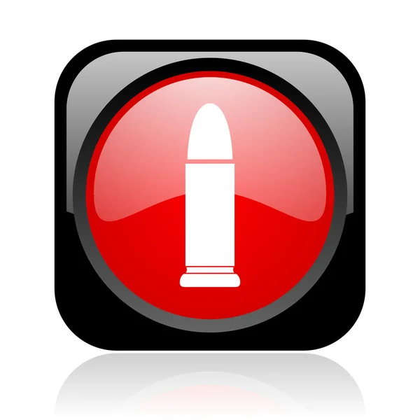 Ammunition black and red square web glossy icon — Stock Photo, Image