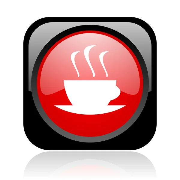 Coffee black and red square web glossy icon — Stock Photo, Image