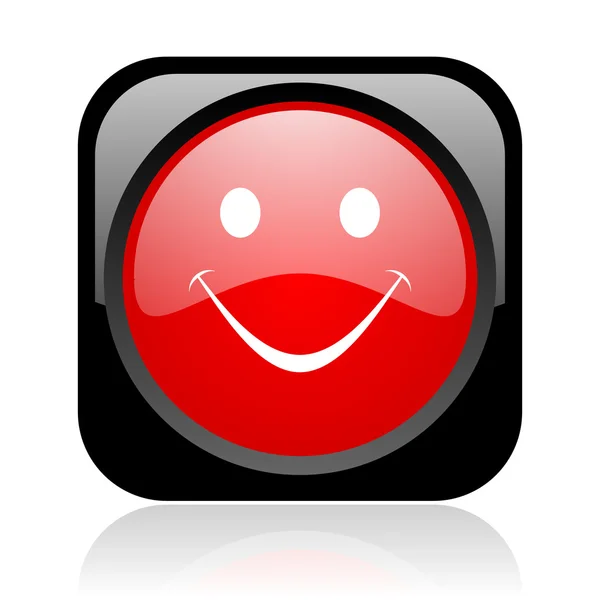Sonrisa negro y rojo cuadrado web icono brillante — Foto de Stock