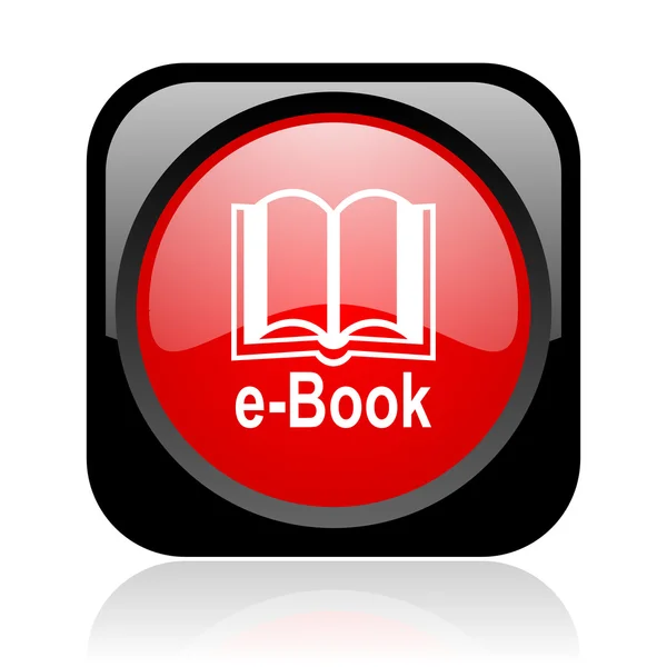 E-book noir et rouge carré web icône brillante — Photo